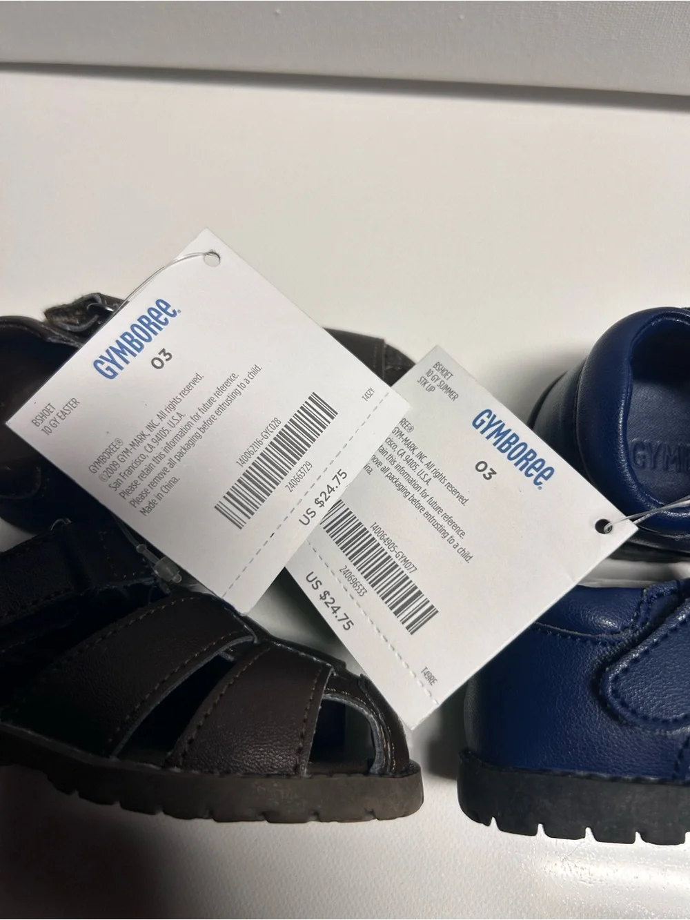 2 Pairs Gymboree Fisherman Navy Blue and Dark Brown Kids Sandals 3T